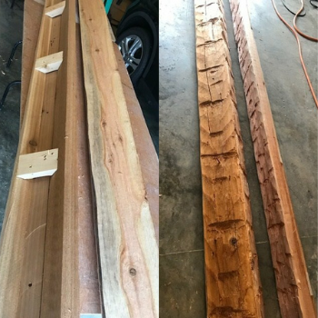 wood beams before and after